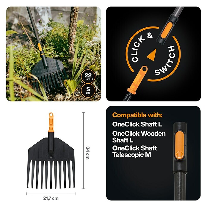 Fiskars OneClick Fächerbesen (Arbeitsbreite: 21,7 cm, Anzahl Zinken: 11 Stk.) | BAUHAUS