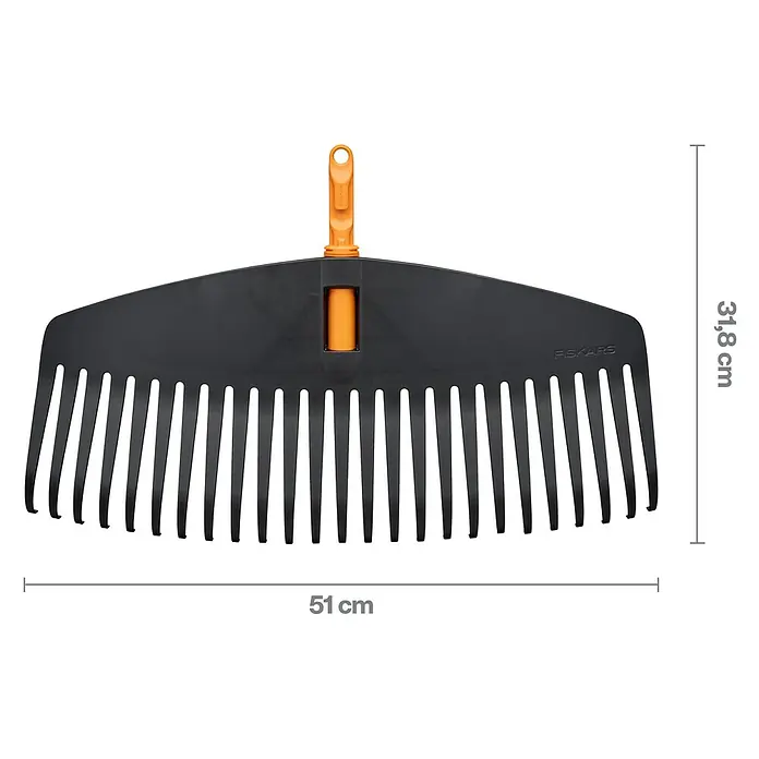 Fiskars OneClick Laubbesen L - Arbeitsbreite: 51,1 cm - Abbildung eines Laubbesens von Fiskars mit den Massen 51 cm Breite und 31,8 cm Höhe.
