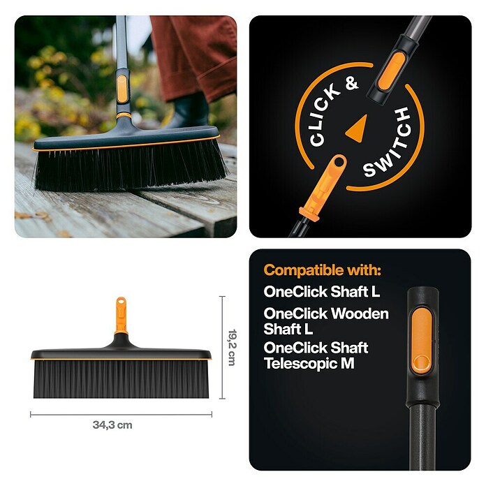 Fiskars OneClick Besen (Passend für: Fiskars OneClick-Stiel) | BAUHAUS