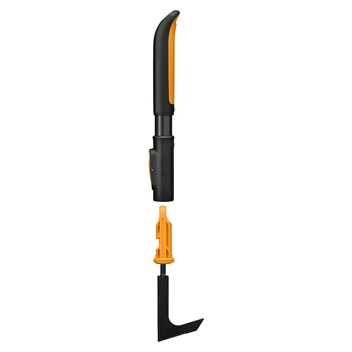 Fiskars OneClick Fugenkratzer - Borstahl - Das Fiskars Unkrautstecher-Werkzeug ist eine praktische Lösung für die Gartenarbeit, mit ergonomischem Griff in Schwarz und Orange.