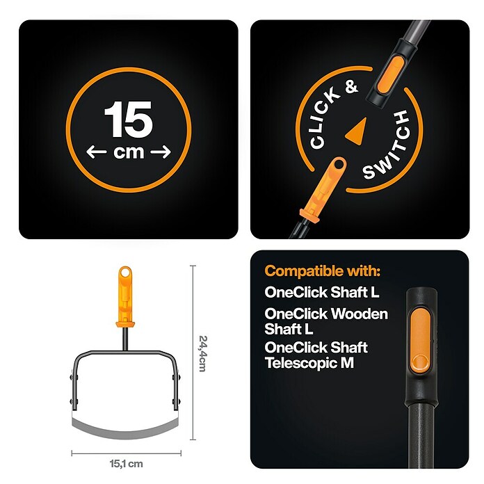 Fiskars OneClick Jäter (Arbeitsbreite: 15,1 cm) | BAUHAUS