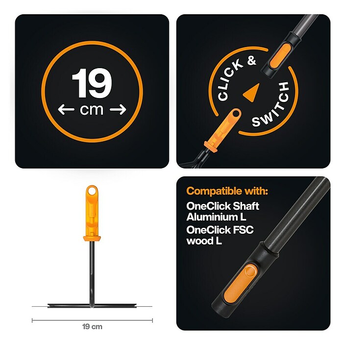 Fiskars OneClick Unkrauthacke (Arbeitsbreite: 18,5 cm) | BAUHAUS