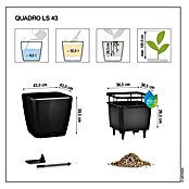 Lechuza Pflanzkasten Quadro Premium LS (Außenmaß (L x B x H): 43 x 43 x 39 cm, Kunststoff, Anthrazit) | BAUHAUS