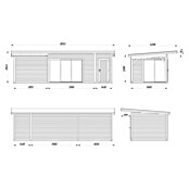 Palmako Caseta de jardín Andrea Slide Plus (Medidas ext. (An x Pr): 855 x 404 cm, Madera, Natural) | BAUHAUS