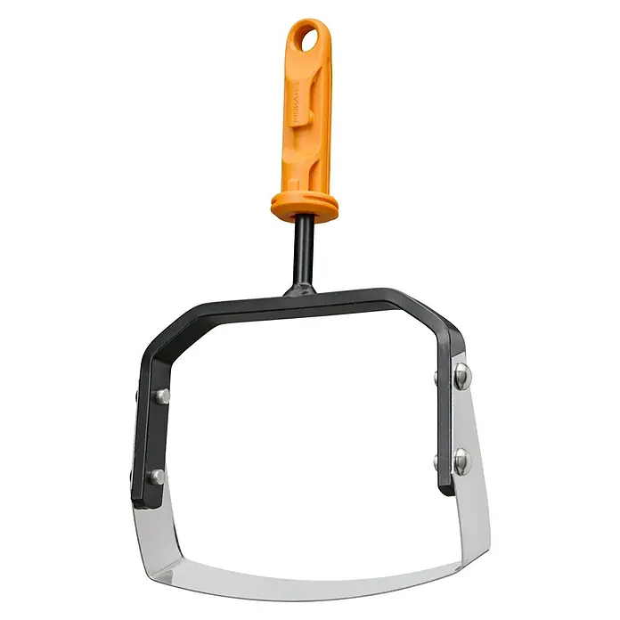 Fiskars OneClick Jäter - Arbeitsbreite: 15,1 cm - Fiskars Kultivator-Gartenwerkzeug mit orangefarbenem Griff und schwarzem Rahmen zum Auflockern und Belüften des Bodens.