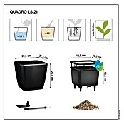 Lechuza Pflanzkasten Quadro Premium (Außenmaß (L x B x H): 22,5 x 22,5 x 20,5 cm, Kunststoff, Grau) | BAUHAUS