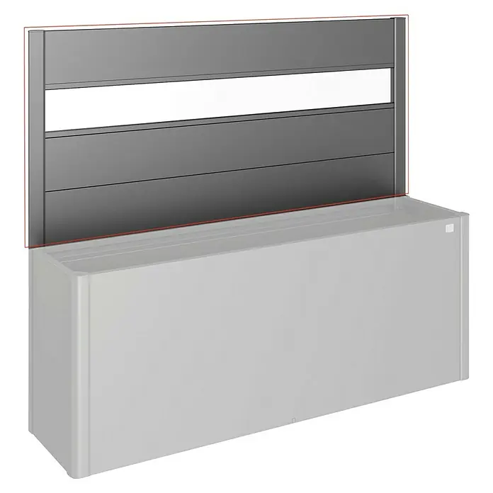 Biohort Sichtschutzelement mit Acrylglas - Passend für: Biohort Hochbeet 4x1, B x H: 398 x 91 cm, Dunkelgrau-Metallic - Bild eines Geberit Monolith Waschtischmoduls in Grau, das ein modernes und elegantes Design für das Badezimmer bietet.