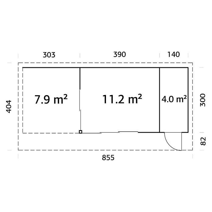 Palmako Caseta de jardín Andrea Slide Plus (Medidas ext. (An x Pr): 855 x 404 cm, Madera, Natural) | BAUHAUS