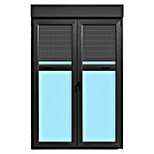 Balconera de PVC practicable-oscilobatiente (140 x 218 cm, Derecha, Gris grafito, Con persiana de PVC y mosquitera) | BAUHAUS