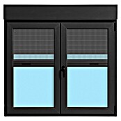 Ventana de PVC practicable-oscilobatiente (140 x 138 cm, Derecha, Gris grafito, Con persiana de PVC y mosquitera) | BAUHAUS