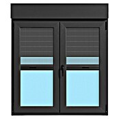 Ventana de PVC practicable-oscilobatiente (120 x 138 cm, Derecha, Gris grafito, Con persiana de PVC y mosquitera) | BAUHAUS