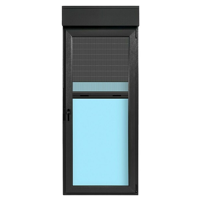 Balconera de PVC practicable-oscilobatiente (90 x 218 cm, Derecha, Gris grafito, Con mosquitera) | BAUHAUS