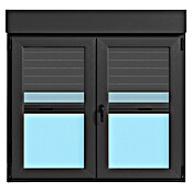 Ventana de PVC practicable-oscilobatiente (120 x 118 cm, Derecha, Gris grafito, Con persiana de PVC y mosquitera) | BAUHAUS