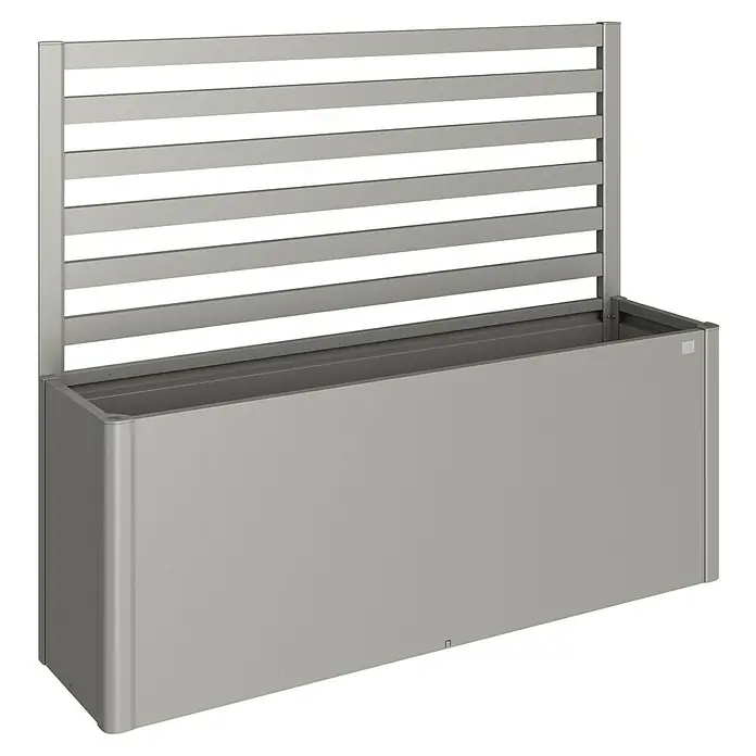 Biohort Rankgitter für Hochbeet - 39,83 x 91,1 cm, Quarzgrau Metallic, Stahl - Metall-Pflanzkasten mit integriertem Sichtschutz, ideal für Garten oder Terrasse, in modernem Design und grauer Farbgebung.