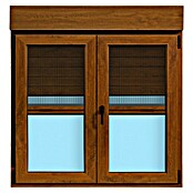 Ventana de PVC practicable-oscilobatiente (120 x 118 cm, Derecha, Marrón, Con persiana de PVC y mosquitera) | BAUHAUS