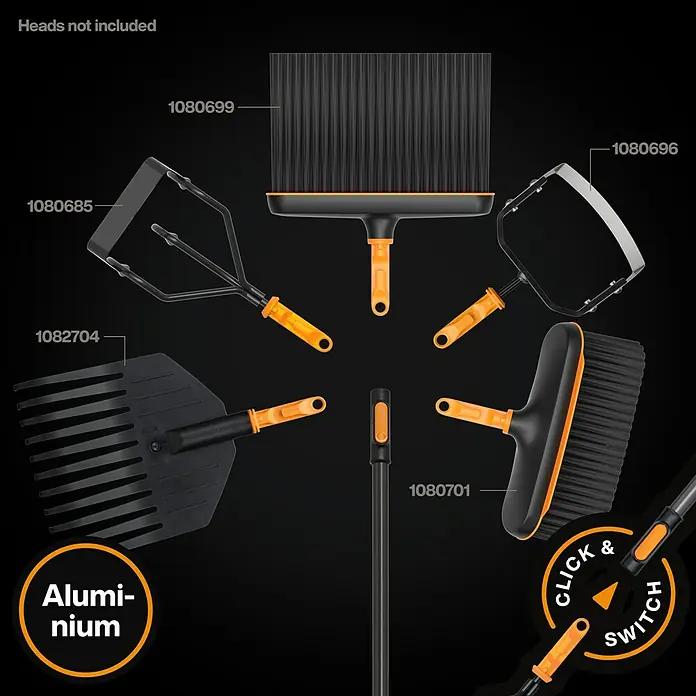 Fiskars OneClick Aluminiumstiel - Aluminium, 161,3 cm - Vielfältiges Sortiment an Fiskars-Werkzeugköpfen für Haus und Garten, kompatibel mit dem Click & Switch-System, ohne Stiele.