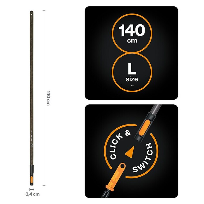 Fiskars OneClick Holzstiel (Passend für: Fiskars Quikfit Stecksystem, 140 cm) | BAUHAUS
