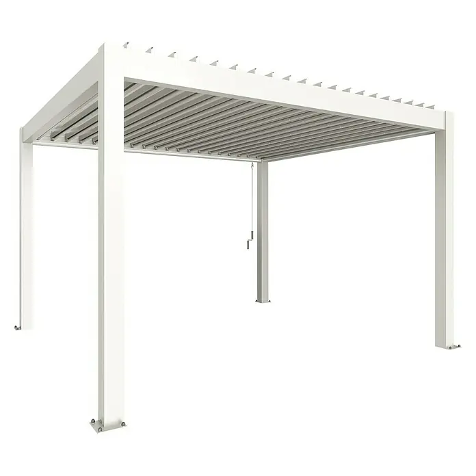 Biohort Lamellenpavillon - B x T: 404,5 mm x 367,5 cm, Weiß, Material Gestell: Stahl - Eine elegante, weiße Pergola mit verstellbaren Lamellen für optimalen Sonnenschutz und ein modernes Design, das jeden Außenbereich aufwertet.