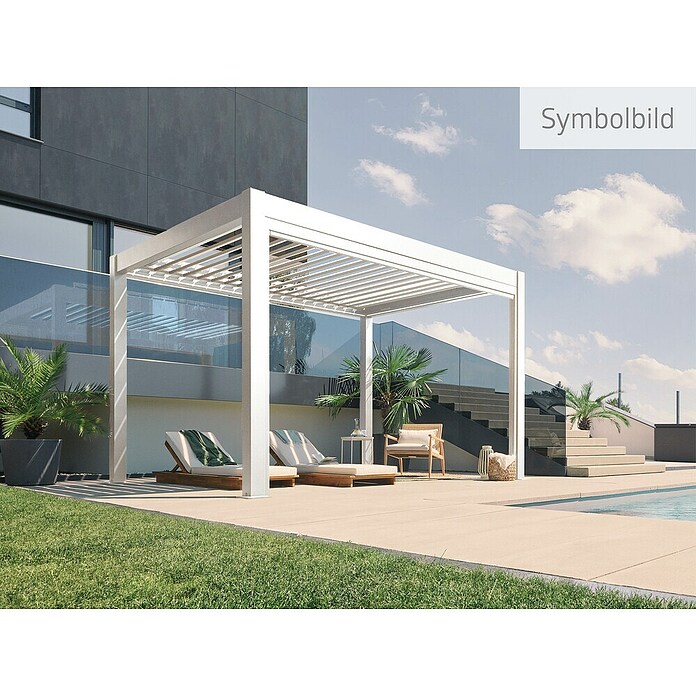 Biohort Lamellenpavillon Gr. 4,5 (B x T: 460 x 312 cm, Weiß - Silber Metallic, Material Gestell: Stahl) | BAUHAUS