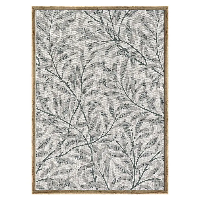 Cuadro Botánico Pirámide Hoja - Botánico Pirámide Hoja, An x Al: 50 x 70 cm, 1 pzs. - Impresión en lienzo enmarcada con diseño de hojas grises. Una decoración de pared elegante para sala de estar, dormitorio u oficina con un patrón botánico atemporal.