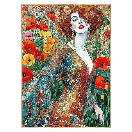 Cuadro de vidrio Mujer flores
