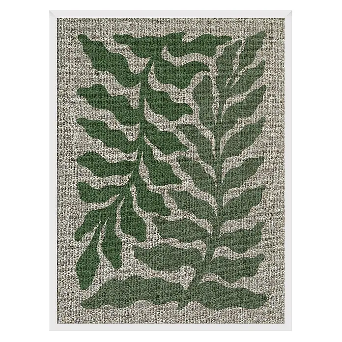 Cuadro Botánico Hojas verdes - Botánico Hojas verdes, An x Al: 30 x 40 cm, 1 pzs. - Una elegante obra de arte mural con un patrón botánico verde sobre un fondo texturizado, ideal para una decoración elegante.