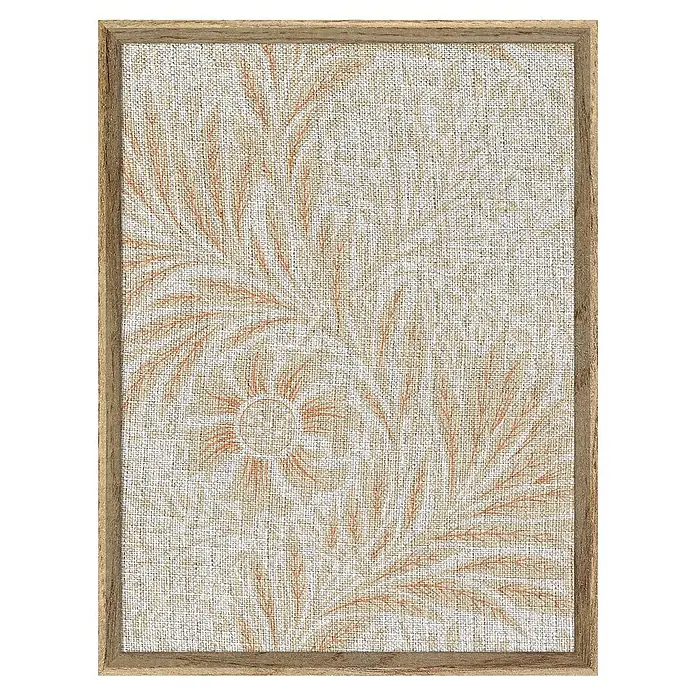 Cuadro Botánico Hoja - Botánico Hoja, An x Al: 30 x 40 cm, 1 pzs. - Lienzo enmarcado con diseño floral en beige y naranja. Diseño rústico, ideal para interiores de estilo natural.