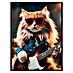 Cuadro de vidrio Gato con guitarra 