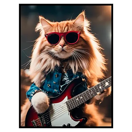 Cuadro de vidrio Gato con guitarra