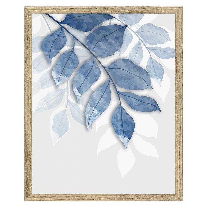 Cuadro de vidrio 3D Hojas azules (Hojas azules, An x Al: 30 x 40 cm, 1 pzs.) | BAUHAUS