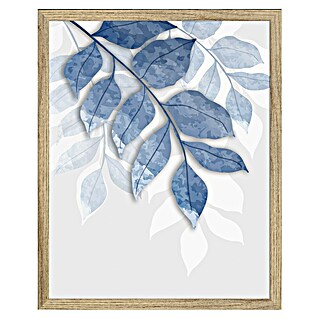 Cuadro de vidrio 3D Hojas azules (Hojas azules, An x Al: 30 x 40 cm, 1 pzs.)