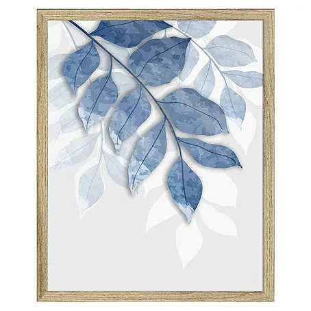 Cuadro de vidrio 3D Hojas azules