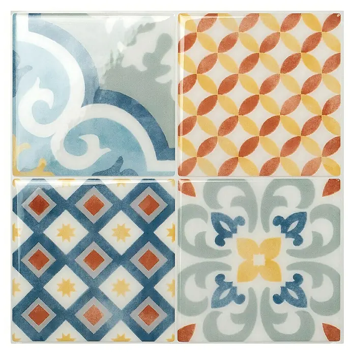 Smart Tiles Selbstklebemosaik Vintage - 22,86 x 22,86 cm, Almada, Glänzend - Dekorative Wandfliesen mit verschiedenen Mustern und Farben für eine stilvolle Inneneinrichtung.