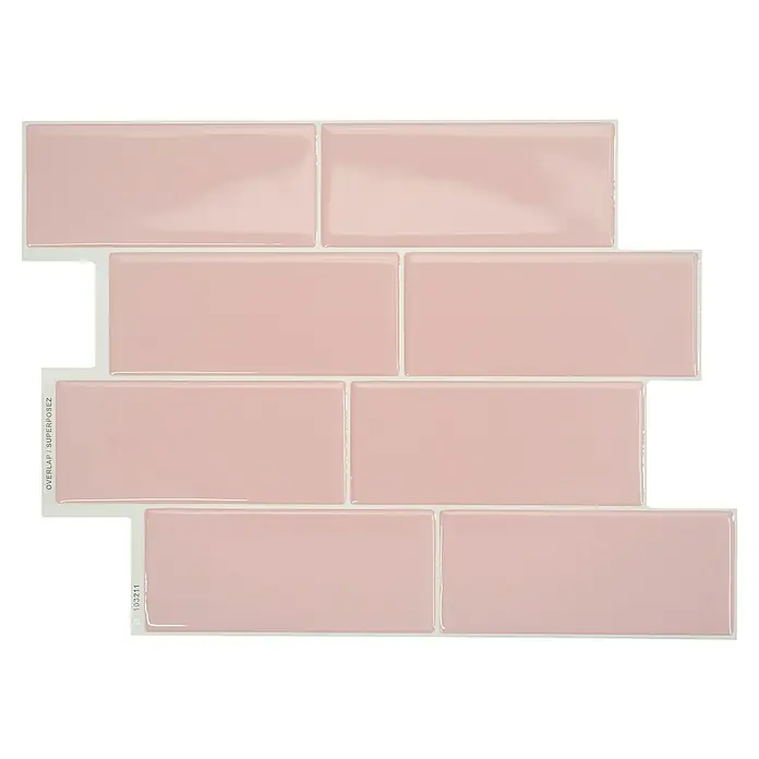 Smart Tiles Selbstklebemosaik Metro - 29,34 x 21,28 cm, Ava, Glänzend - Rosa Wandfliese mit glänzender Oberfläche, ideal für Küchen und Bäder. Einfach anzubringen, sorgt für einen modernen Look.