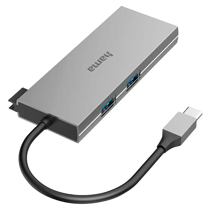 Hama USB-Hub 00200110 - USB A-Stecker, USB C-Stecker - Hama USB-Hub mit mehreren Anschlüssen, um die Konnektivität zu erweitern und Geräte einfach anzuschließen.