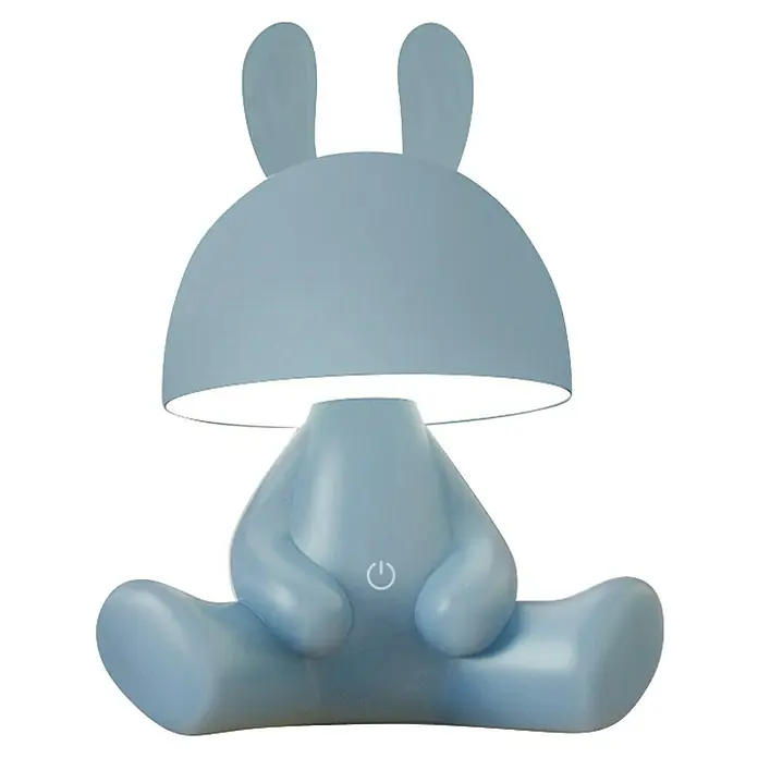 Idp Lampshades Lámpara de sobremesa LED Ferni - 3 W, L x An x Al: 17 x 17 x 28,5 cm, Azul, Blanco cálido - Lámpara de noche de conejito azul, un accesorio decorativo y práctico para cualquier habitación infantil.
