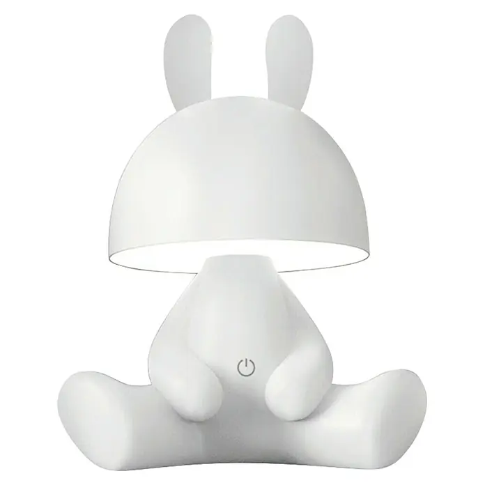 Idp Lampshades Lámpara de sobremesa LED Ferni - 3 W, L x An x Al: 17 x 17 x 28,5 cm, Blanco, Blanco cálido - Adorable lámpara de conejito para habitación infantil. La luz suave crea un ambiente relajante.