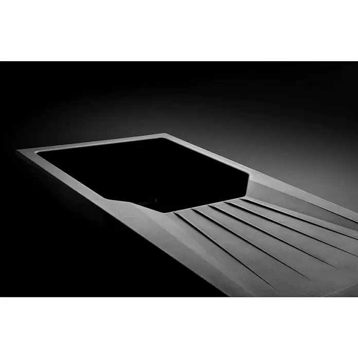 Flex-Well Lund Singleküche Typ 1 - Breite: 210 cm, Lichtgrau, Mit Elektrogeräten - Die stilvolle Küchenspüle in dunklem Design bietet Funktionalität und moderne Ästhetik. Ideal für anspruchsvolle Küchen.