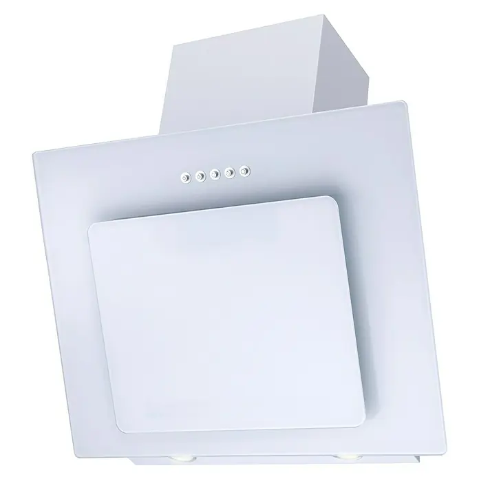 Flex-Well Valero Winkelküche - 170 x 280 cm, Weiß, Mit Elektrogeräten - Nahaufnahme einer modernen, weißen Dunstabzugshaube mit elegantem Design und klaren Linien für eine stilvolle Küche.