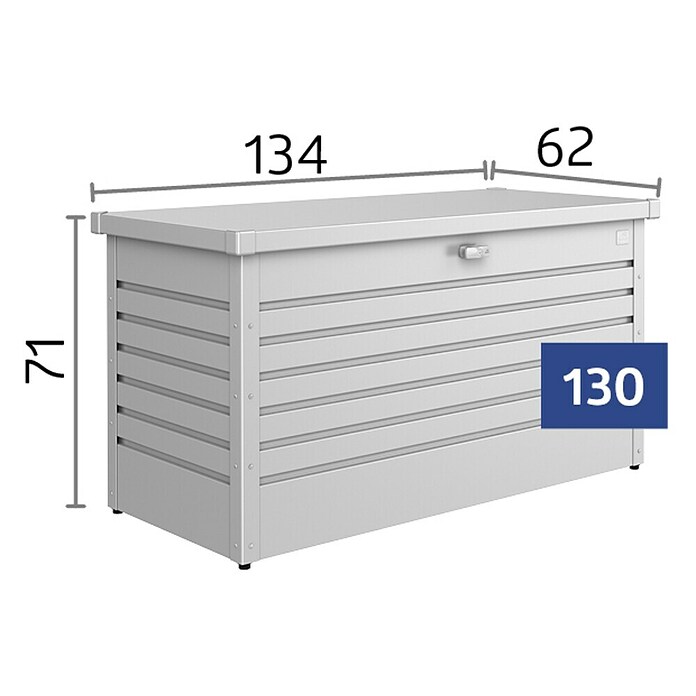 Biohort Garten-Aufbewahrungsbox FreizeitBox 130 (Quarzgrau, 134 x 62 x 71 cm, Stahlblech)