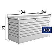Biohort Garten-Aufbewahrungsbox FreizeitBox 130 (Quarzgrau, 134 x 62 x 71 cm, Stahlblech)