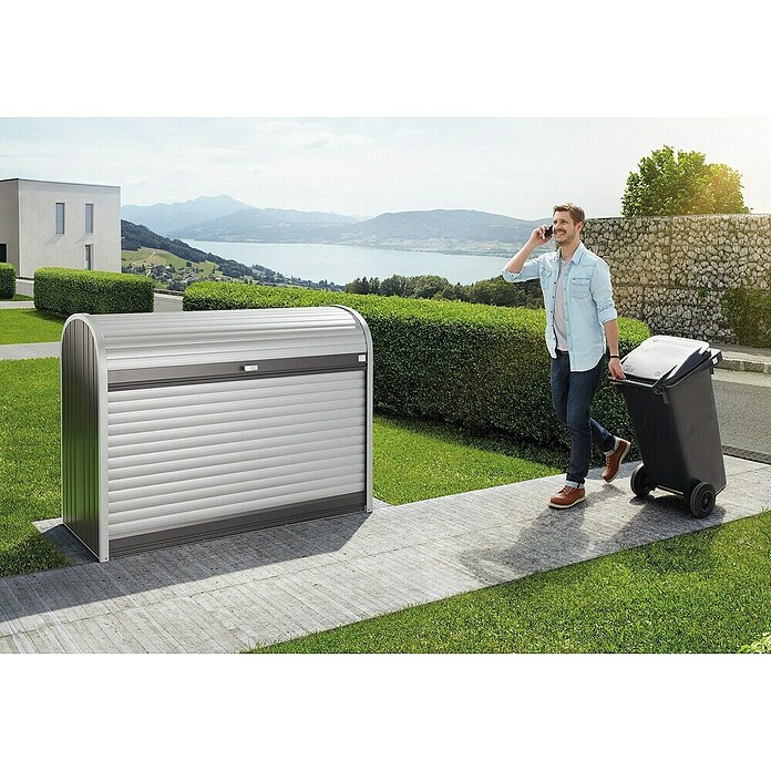 Biohort Garten-Aufbewahrungsbox StoreMax 160 (Dunkelgrau Metallic, 163 x 78 x 120 cm, Stahlblech)