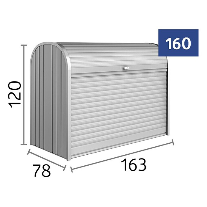 Biohort Garten-Aufbewahrungsbox StoreMax 160 (Silber Metallic, 163 x 78 x 120 cm, Stahlblech)