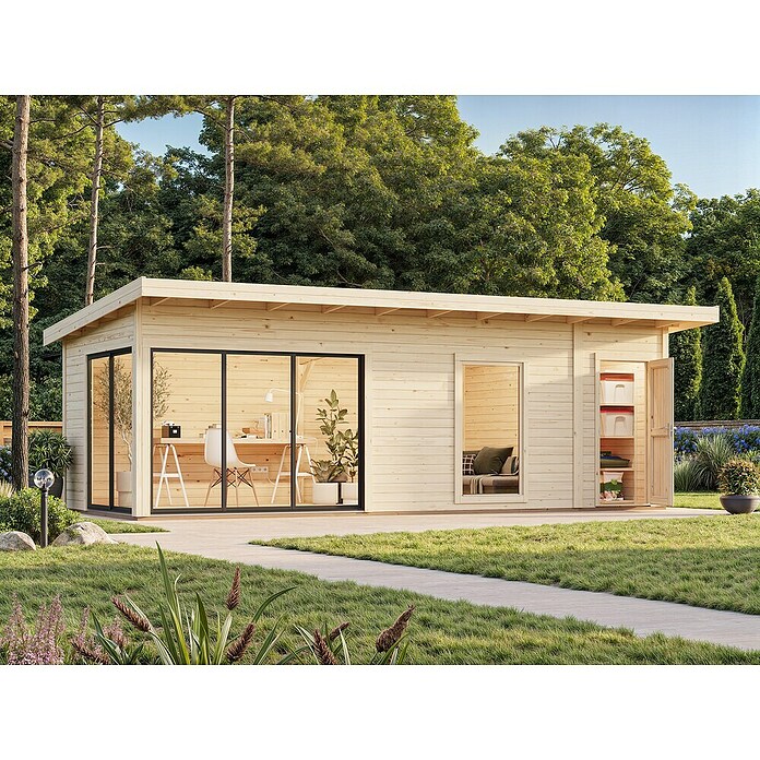 Palmako Caseta de jardín Andrea Slide (Medidas ext. (An x Pr): 779 x 404 cm, Madera, Natural) | BAUHAUS