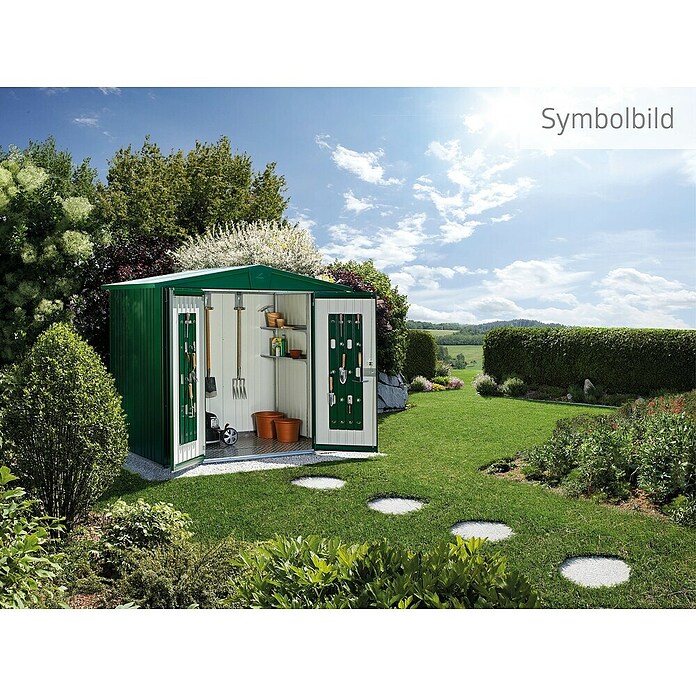 Biohort Gerätehaus Europa (Dunkelgrün, 1,56 x 2,44 x 2,03 m, Stahlblech)