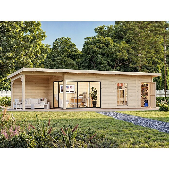 Palmako Caseta de jardín Andrea Slide Plus (Medidas ext. (An x Pr): 1.060 x 404 cm, Madera, Natural) | BAUHAUS