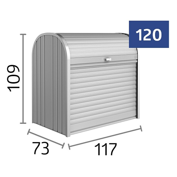 Biohort Garten-Aufbewahrungsbox StoreMax 120 (Silber Metallic, 117 x 73 x 109 cm, Stahlblech)