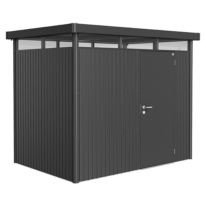Biohort Gerätehaus HighLine (Dunkelgrau Metallic, 2,75 x 1,95 x 2,22 m, Einzeltür)