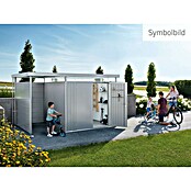 Biohort Gerätehaus HighLine (Silber Metallic, 2,35 x 2,75 x 2,22 m, Einzeltür)