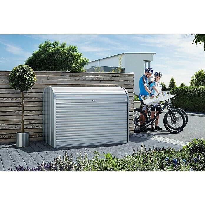 Biohort Garten-Aufbewahrungsbox StoreMax 160 (Silber Metallic, 163 x 78 x 120 cm, Stahlblech)